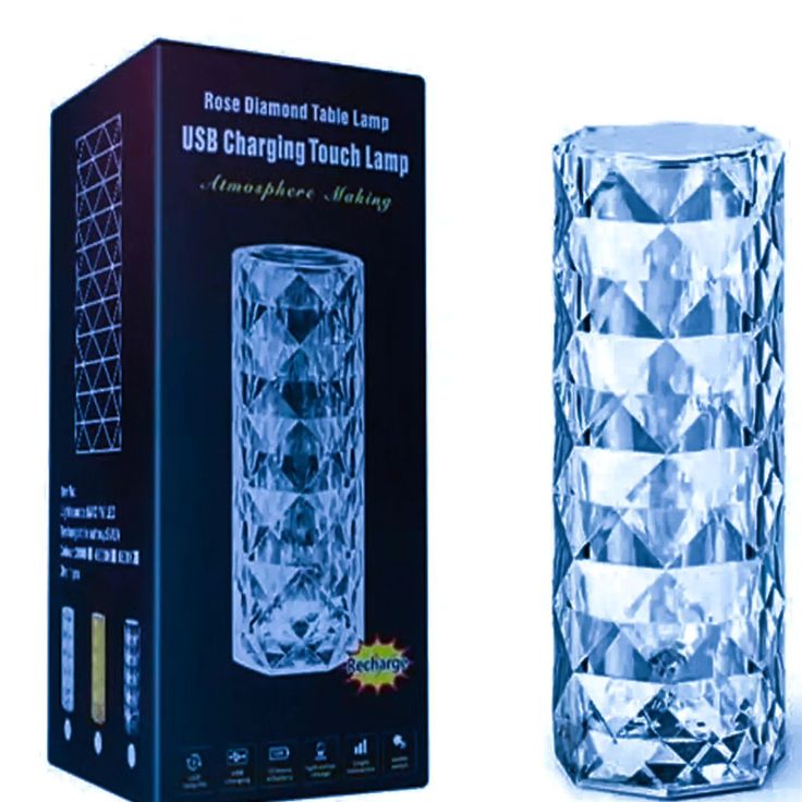 Multicolor Crystal Diamond Table Lamp With Color-Changing & Touch Control.