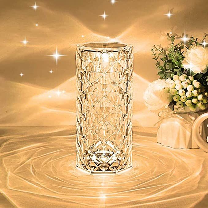 Multicolor Crystal Diamond Table Lamp With Color-Changing & Touch Control.